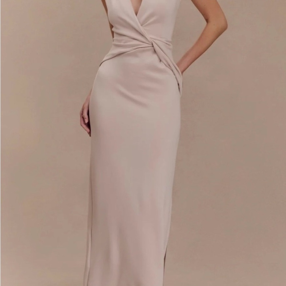 Meshki Lorelei Crepe Twist Midi Dress - Taupe